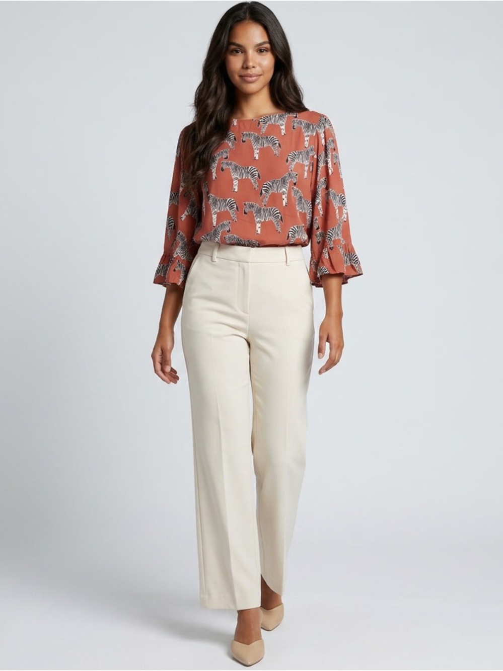 Cost Plus World Market Rust Zebra Print Blouse
